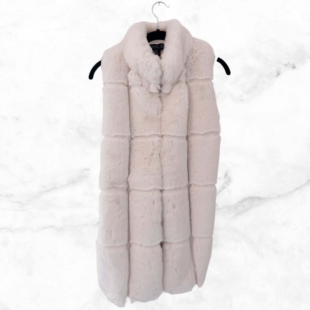 Sleeveless Vest Jacket Faux Fur - Off White/Cream